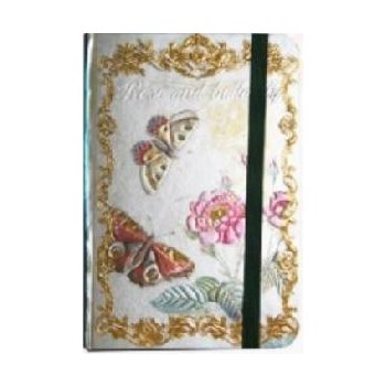 Ivana Kohoutová zápisník s gumičkou 95 x 140 mm růže motýli