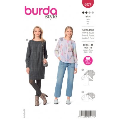 Střih Burda 6077, návod k šití: balonové šaty, halenka – Hledejceny.cz
