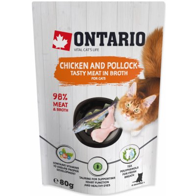 Ontario Cat Chicken and Codfish in Broth 80 g – Zboží Mobilmania