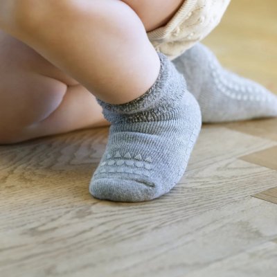 Gobabygo Protiskluzové ponožky Merino Grey Melange – Zboží Dáma
