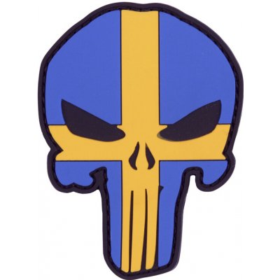 Gumová nášivka 101 Inc vlajka Punisher Head Švédsko - barevná – Sleviste.cz