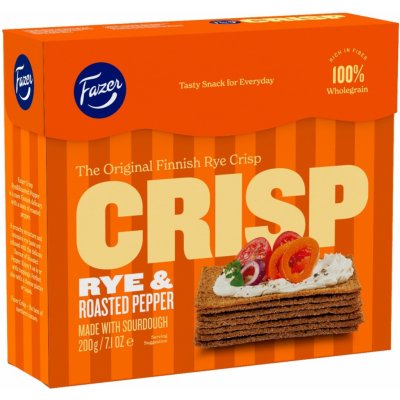Fazer Crisp Žitné s příchutí pečené papriky křupavé plátky 200 g – Zboží Dáma
