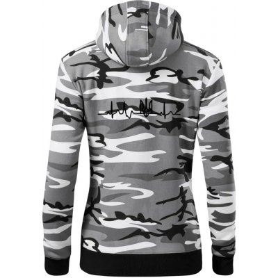 Ekg Ukrajina trojzubec dámská mikina trendy zipper s kapucí Šedý maskáč – Hledejceny.cz