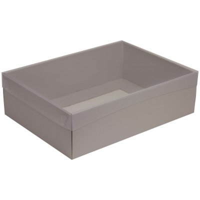 Dárková krabice s průhledným víkem 350x250x100/35 mm, šedá – Zboží Mobilmania