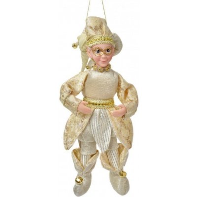 Závěsná dekorace Elf ve zlatém obleku - 10*8*28 cm - Clayre & Eef – Hledejceny.cz