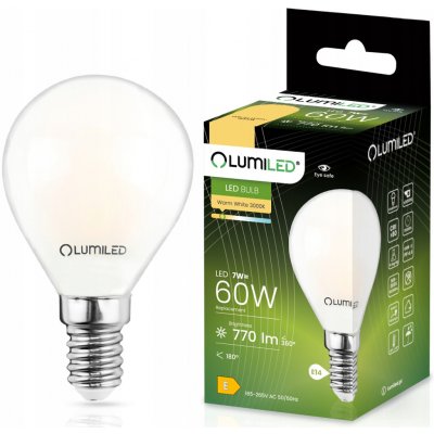 Lumiled LED žárovka P45 E14 7W = 60W 770lm 3000K Teplá bílá 360° Filament Mléčná – Hledejceny.cz