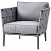 Zahradní židle a křeslo Cane-line Nízké křeslo Conic, 78x82x78 cm, rám hliník grey, pásový výplet a sedáky venkovní látka AirTouch grey