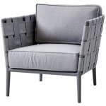 Cane-line Nízké křeslo Conic, 78x82x78 cm, rám hliník light grey, pásový výplet a sedáky venkovní látka AirTouch light grey – Hledejceny.cz
