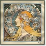 šátek Alfons Mucha Zodiak, 70 × 70 cm – Zbozi.Blesk.cz