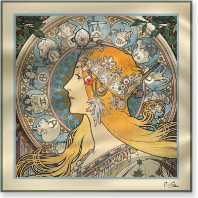 šátek Alfons Mucha Zodiak, 70 × 70 cm – Zboží Dáma