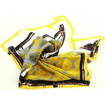 Marco Mazzini hedvábný šátek s černo žlutými vzory AL19