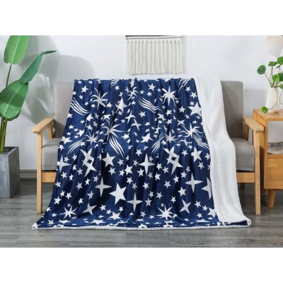 Xpose Mikroplyš deka SAMIRA s beránkem - modrá 200x220 – Sleviste.cz