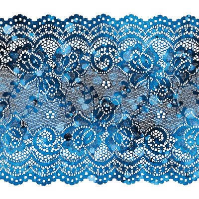 Takoy Elastická krajka 15 cm s potiskem modré 3D puntíky – Zboží Dáma