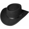 Klobouk Stars and Stripes Westernový klobouk s koženým řemínkem Bad Beat černý