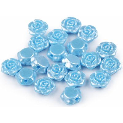 Plastové voskové korálky / perly růžičky s průvlekem Ø13 mm Varianta: 8 modrá světlá, Balení: 20 ks – Hledejceny.cz
