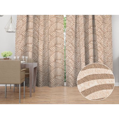 Biante bavlna závěs Sandra SA-803 Velký hnědo-béžový abstraktní listový vzor 150x210 cm – Hledejceny.cz
