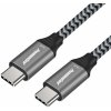 Premiumcord ku31cr1 USB-C USB 3.2 GEN 2, 3A, 60W, 20Gbit/s, bavlněný oplet, 1m