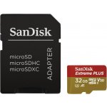 SanDisk Extreme Plus microSDHC 32GB + adaptér / Class 10 / UHS-I U3 / V30 / A1 / 95MB/s / vhodné pro 4K (SDSQXBG-032G-GN6MA)