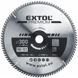 EXTOL PREMIUM pilový kotouč s SK plátky, 300x2,2x30mm, 96T, šířka SK plátků 3,2mm