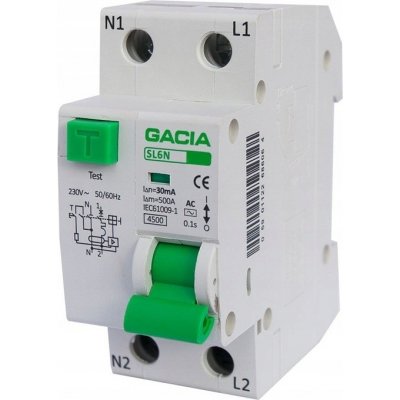 Gacia SL6N typ AC /B16A/30mA/1P+N/6kA – Sleviste.cz