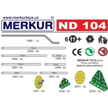 Merkur ND 104 Hřídelky a plochá kola 39ks