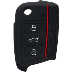 COVERKEYS Obal na klíč, kryt klíče Škoda Superb III (2015 - 2024) silikonový, černý s červeným proužkem
