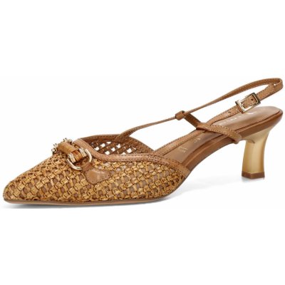 Tamaris dámské stylové lodičky s otevřenou patou - koňakové – Sleviste.cz