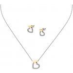 Trussardi Ocelový set bicolor šperků se zirkony T-Logo TJAXC51 náhrdelník náušnice – Zboží Dáma