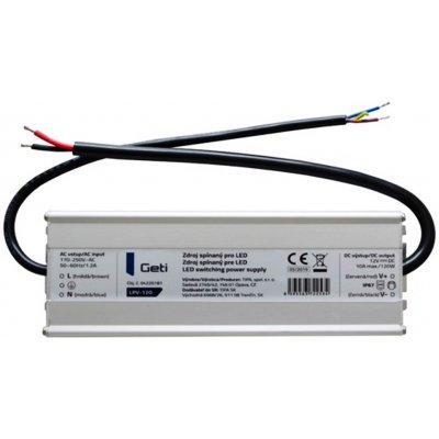 Geti LPV-120 napájecí zdroj 12V/10A IP67 – Zboží Mobilmania