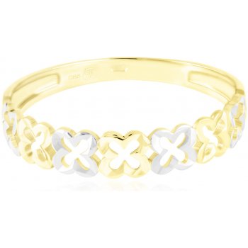Gemmax Jewelry Prsten čtyřlístky ze žluto-bílého zlata GLRCN 01360