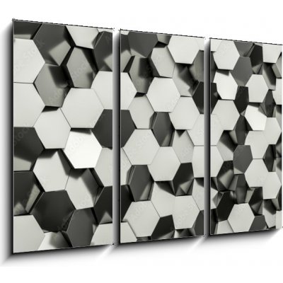 Obraz 3D třídílný - 105 x 70 cm - hexagon geometric background geometrické pozadí šestiúhelníku – Zboží Mobilmania