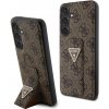 Pouzdro a kryt na mobilní telefon Samsung Guess PU Grip Stand 4G Strass Triangle Metal Logo Samsung Galaxy S24+ Brown GUHCS24MPGS4TDW