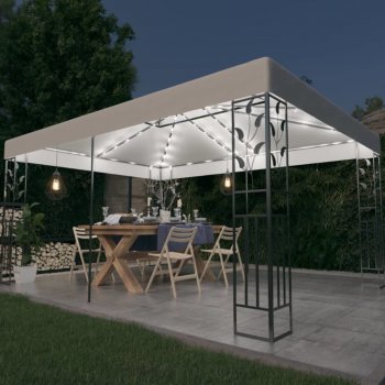 vidaXL Pavilon s dvojitou střechou a pohádkovými světly LED 3x4 m bílý