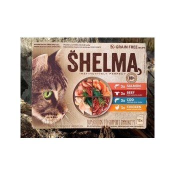 Shelma Bezobilné pro kočky maso a ryby 12 x 85 g