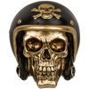 Pokladničky GiftyCity Pokladnička Lebka s motorkářskou přilbou zlatá černá