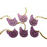 Dřevěná slepice s kytičkou závěsná, 5 cm, fialová – Zboží Mobilmania