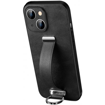 SULADA Apple iPhone 15 Plus - poutko + kroužek - ochrana kamery - umělá kůže - černé
