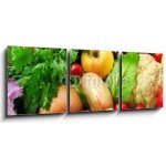 Obraz 3D třídílný - 150 x 50 cm - fresh fruits and vegetables čerstvé ovoce a zeleninu – Zboží Mobilmania