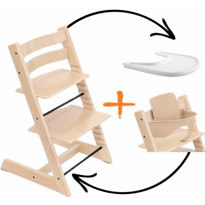 Stokke Tripp Trapp Bundle Natural + pultík White – Zboží Dáma