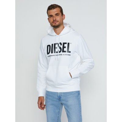 Diesel Girk-Hood-Ecologo bílá mikina s kapucí