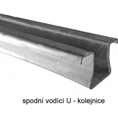 Pojezdová sada pro zavěšená vrata 200 a 400 kg, profil 42x54 mm Varianta: Spodní vodící U-kolejnice,délka 3m, ocel tl. 3mm, pozink – Zboží Mobilmania