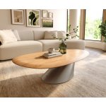 Delife Edge oválný 140x75 cm dub přírodní kulatá hrana Sarity nerezová ocel broušená – Sleviste.cz