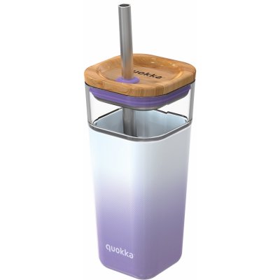 Quokka Skleněný cestovní hrnek s brčkem Liquid Cube Lilac Gradient 540 ml – Zboží Mobilmania