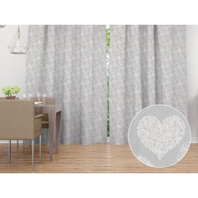 Biante Dekorační závěs PML-071 Srdce s ornamenty na šedém 145x190 cm – Hledejceny.cz