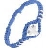 Náramek Šperky eshop pletený lesklý ocelový kříž a kolečka nastavitelný SP50.11 modrý