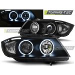 PŘEDNÍ SVĚTLOMETY BMW E90, E91, 2005-2008, ANGEL EYES, ČERNÉ BLACK, S MOTORKEM – Hledejceny.cz
