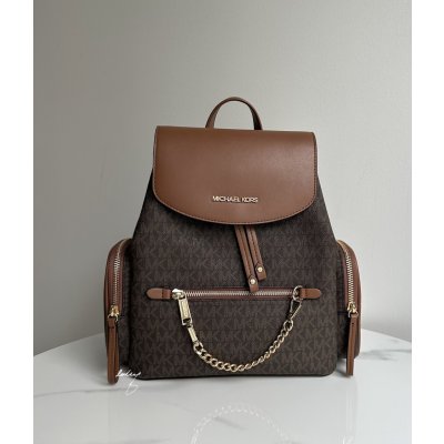 Michael Kors Jet set item medium hnědý monogram chain backpack brown – Hledejceny.cz