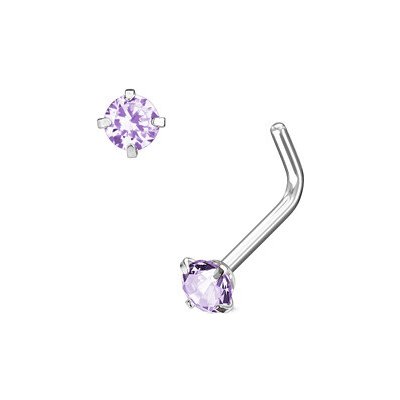 Šperky4U Zahnutý piercing do nosu, kamínek 3mm N0066-A – Zboží Dáma