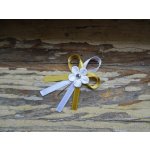 Atlasový vývazek - zlatá 128 / bílá s kytičkou – Hledejceny.cz