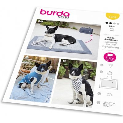Střih Burda 5702 - Šátek a kabátek pro psa, cestovní pelišek, hračka – Zboží Dáma